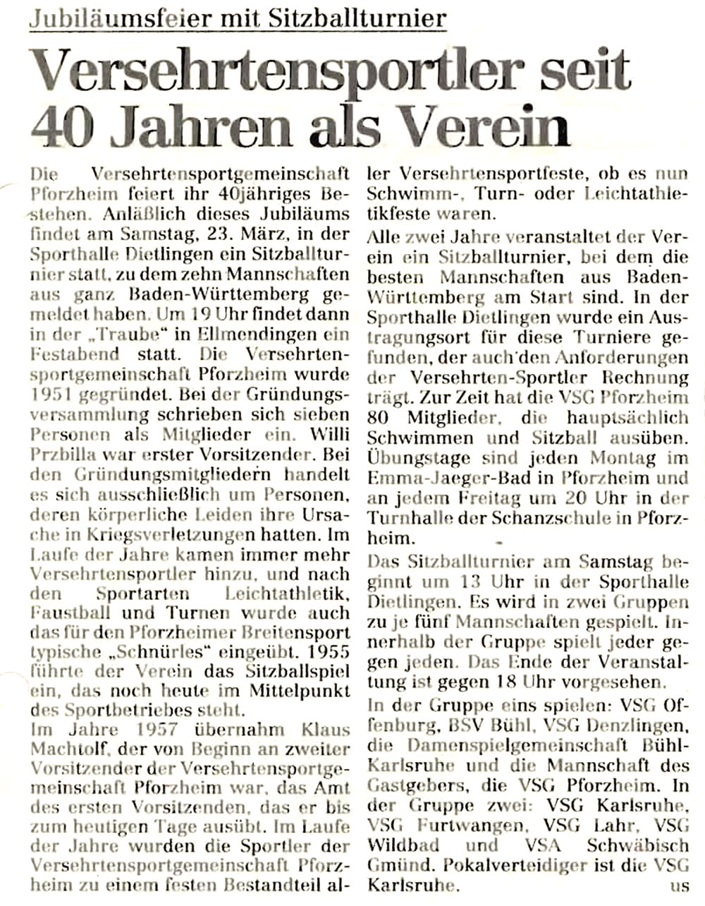 Bericht der Pforheimer Zeitung ehrung2