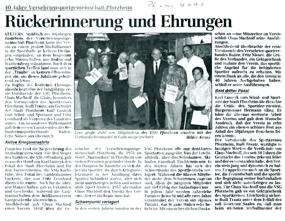 Bericht der Pforheimer Zeitung1