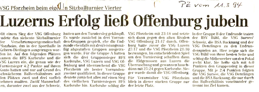 Bericht in der  Pforzheimer Zeitung