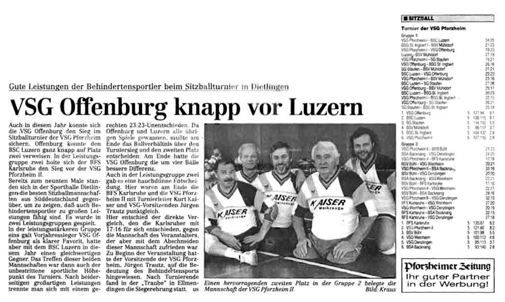Turnierbericht in der PZ