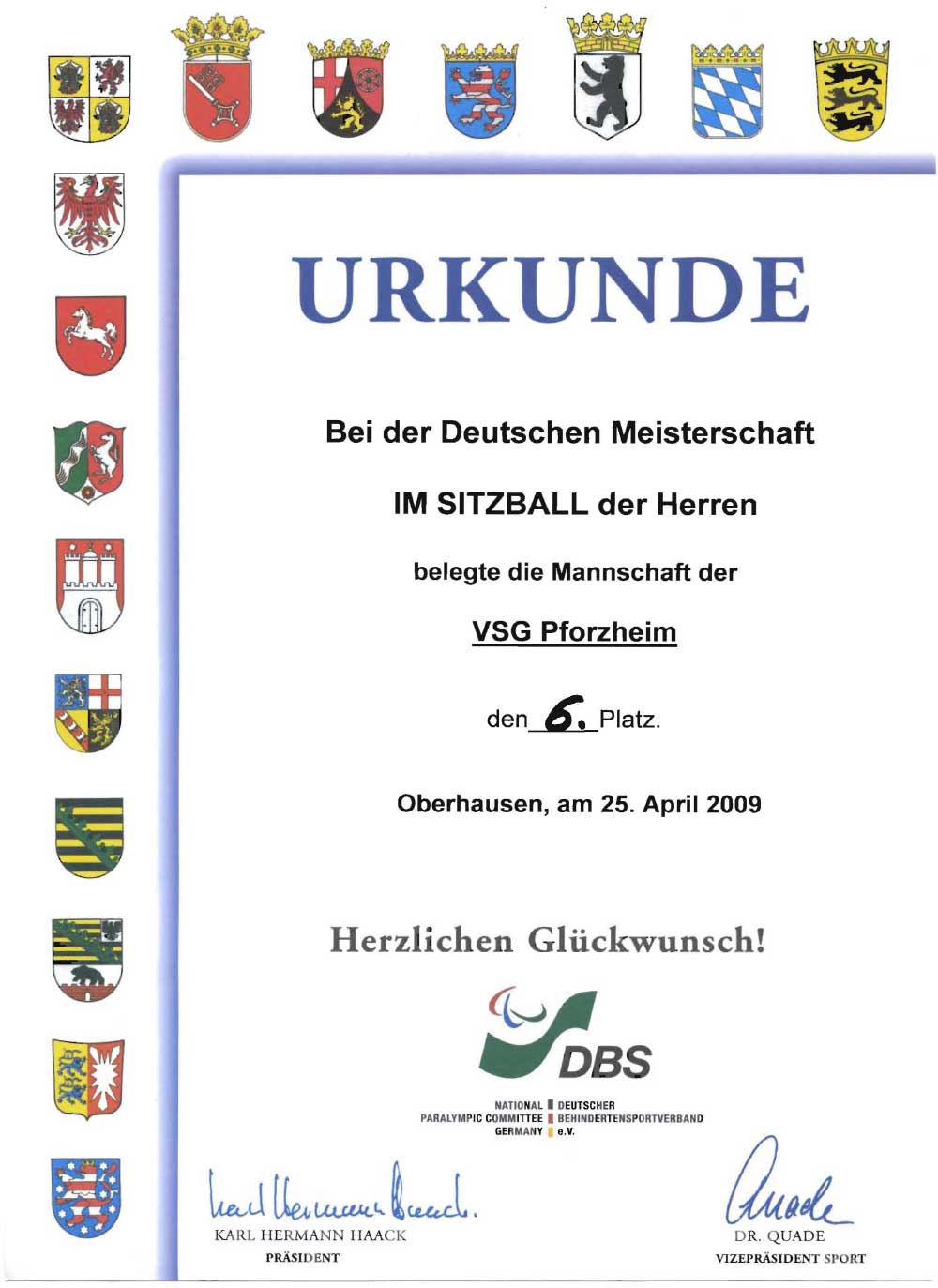 Urkunde Pforzheim